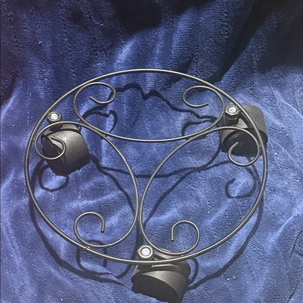 Black Decorative Plant Caddy with Swirl Design